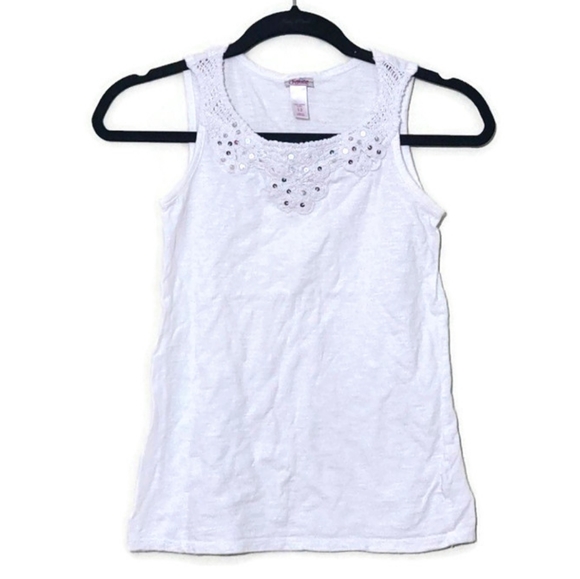 Débardeur Justice Fille Taille 8 - Blanc Avec Graphiques Tropicaux/Plage - Neuf Avec Étiquettes